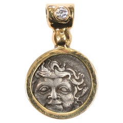 Antique Medusa & Anchor Silver Drachm Pendant
