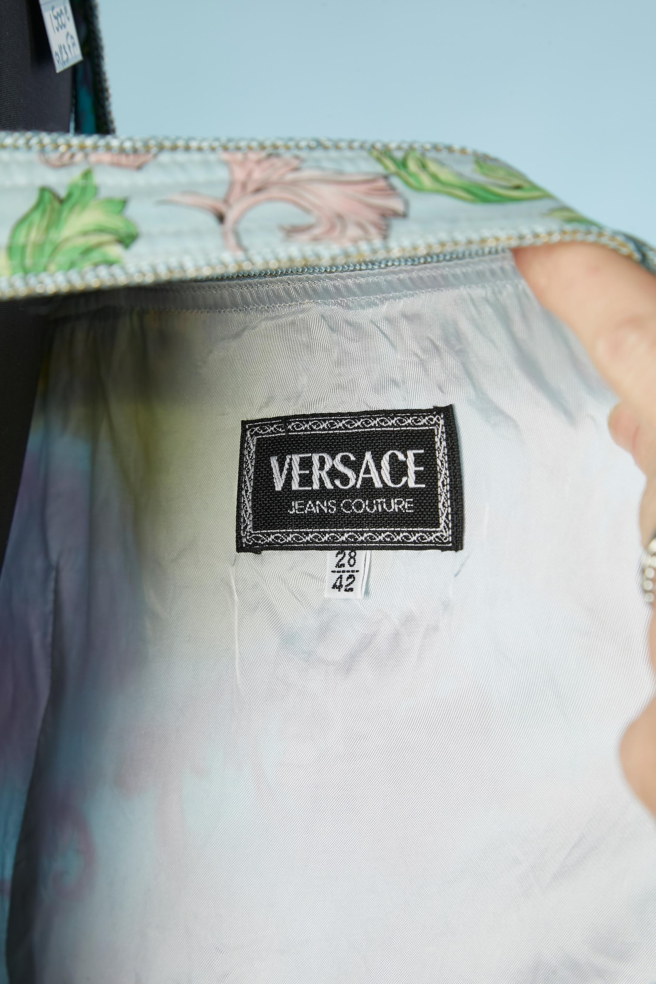 Medusa and pastel printed cotton dress Versace Jeans Couture  For Sale 1