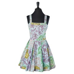Abito in cotone stampato con Medusa e colori pastello Versace Jeans Couture