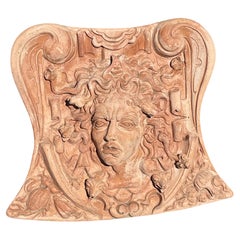 Medusa Art Nouveau Terracotta Panel, Impruneta, 20th Century