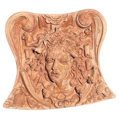 Medusa Art Nouveau Terracotta Panel, Impruneta, 20th Century