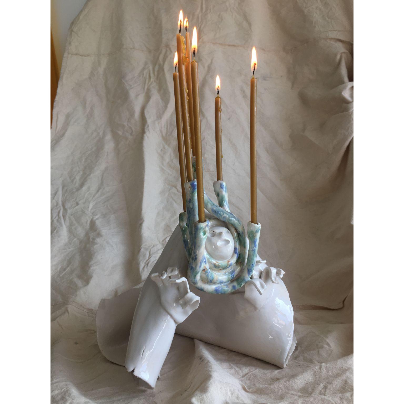 Glazed Medusa Candle Holder by Ana Botezatu For Sale