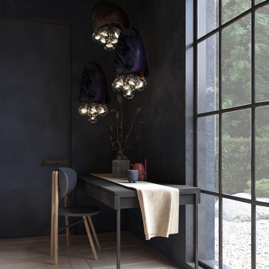Medusa Ceramic pendant lamp by Makhno
Dimensions: D 60 x H 90 cm
Materials: Ceramics

All our lamps can be wired according to each country. If sold to the USA it will be wired for the USA for instance.

Khmara lamp is a spherical cloud created