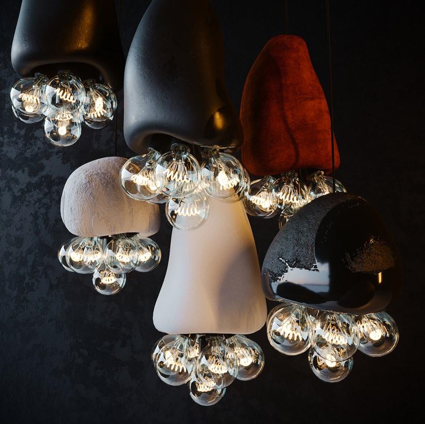 Moderne Lampe à suspension en céramique Medusa de Makhno en vente