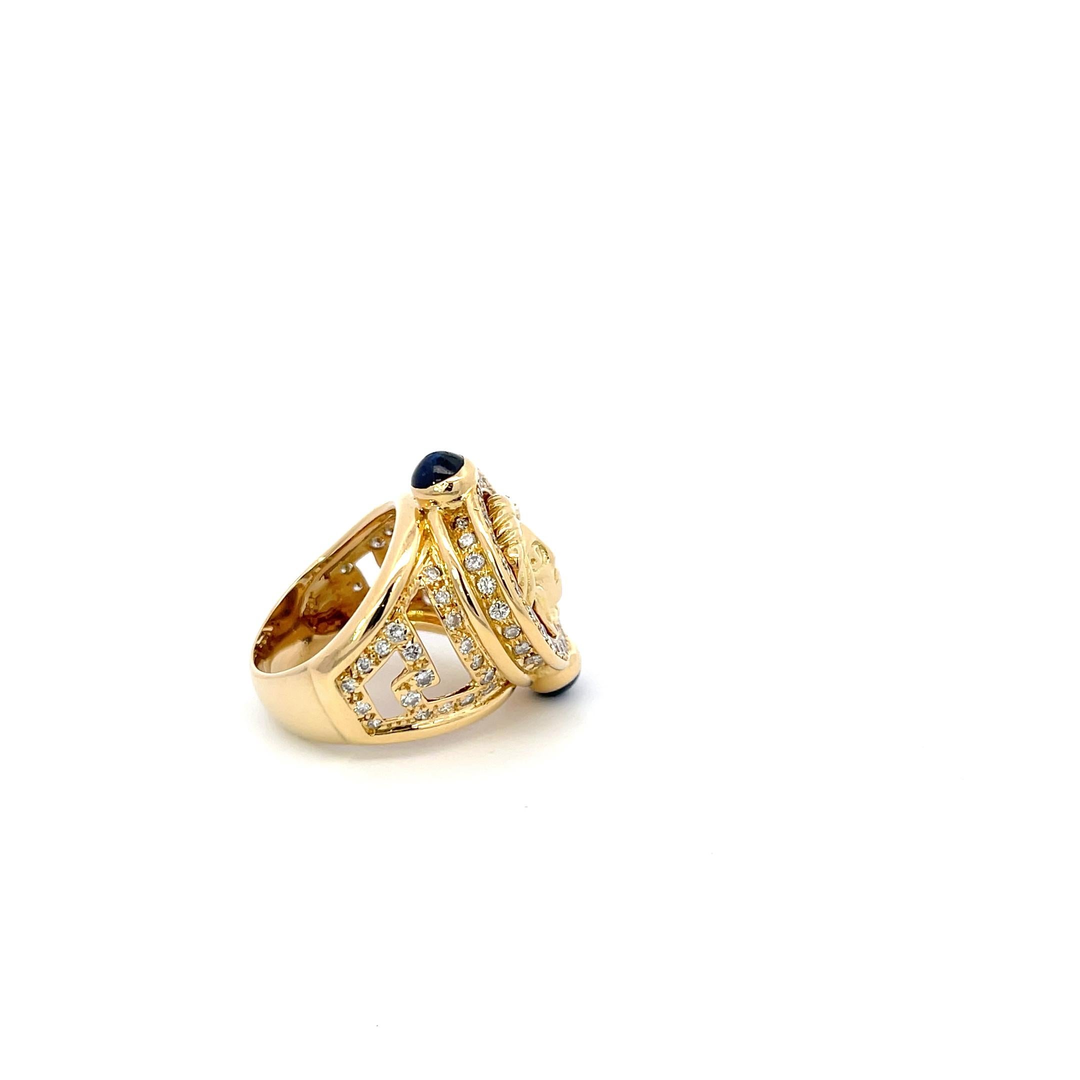 Bague Medusa en or jaune 18 carats et diamants Unisexe en vente