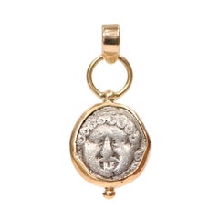 "Medusa" Drachm Silver Pendant w/ 18K