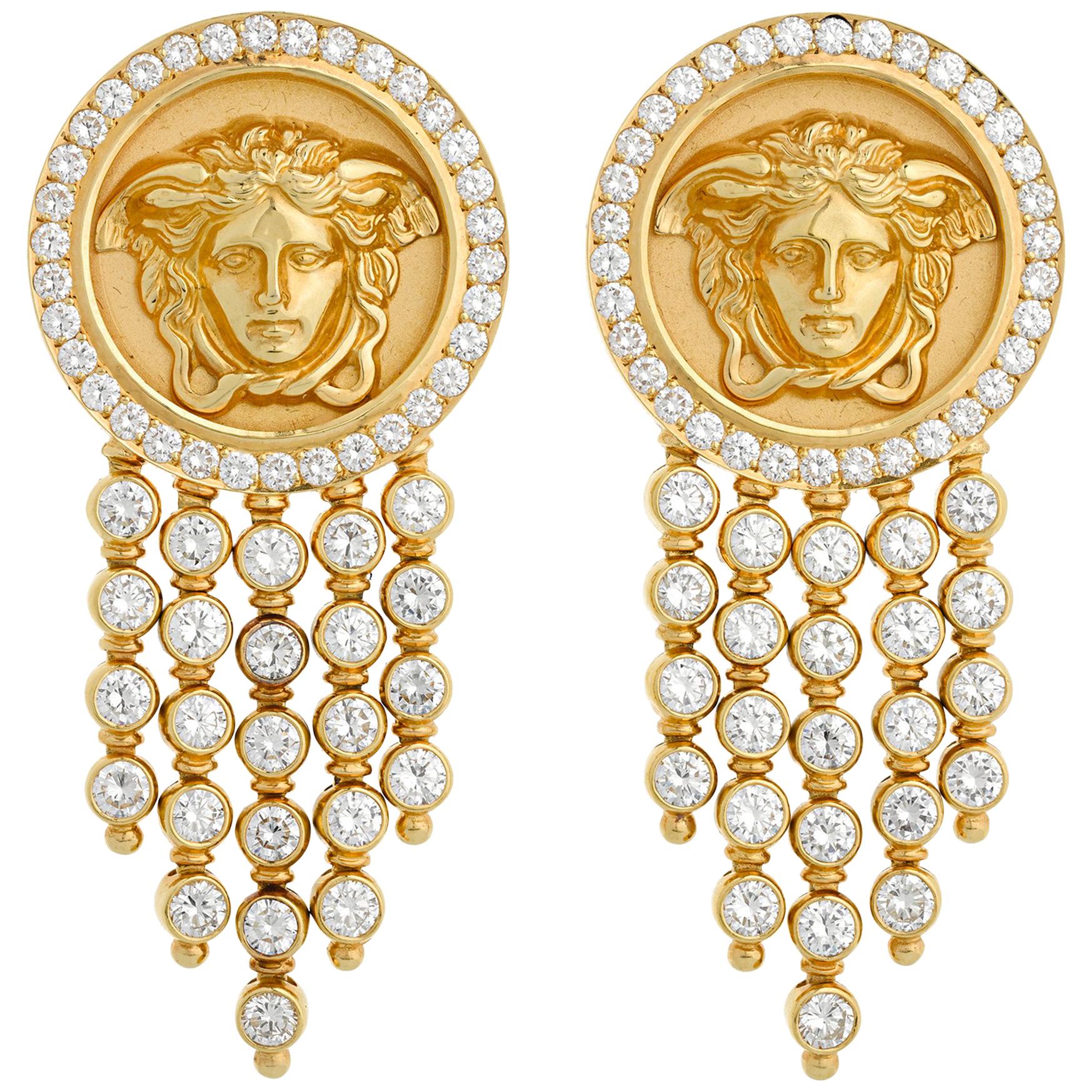 Medusa Gold and Diamond Earrings by Versace