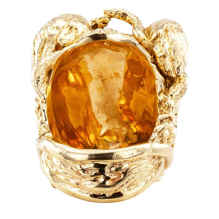 Medusa Head Figural Gold Ring at 1stDibs