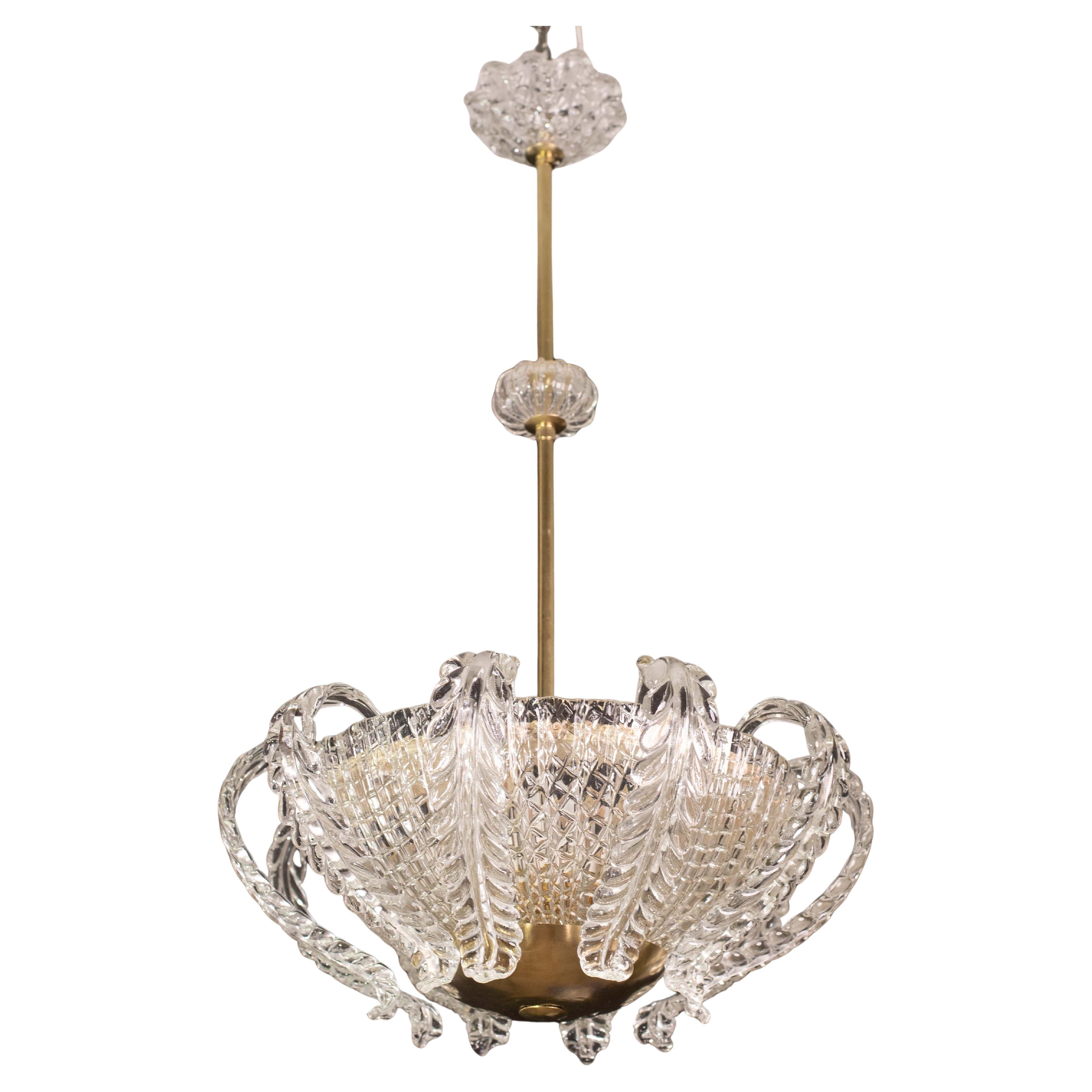 "Medusa" Italian Art Deco Chandelier by Ercole Barovier, 1940 For Sale