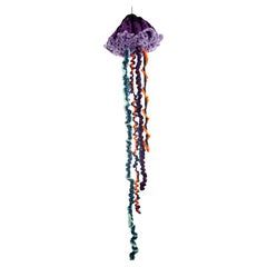 "Medusa" lamp made of crochet and mixed yarns