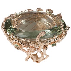Medusa Ring with Prasorite, Gold Ring with Snakes