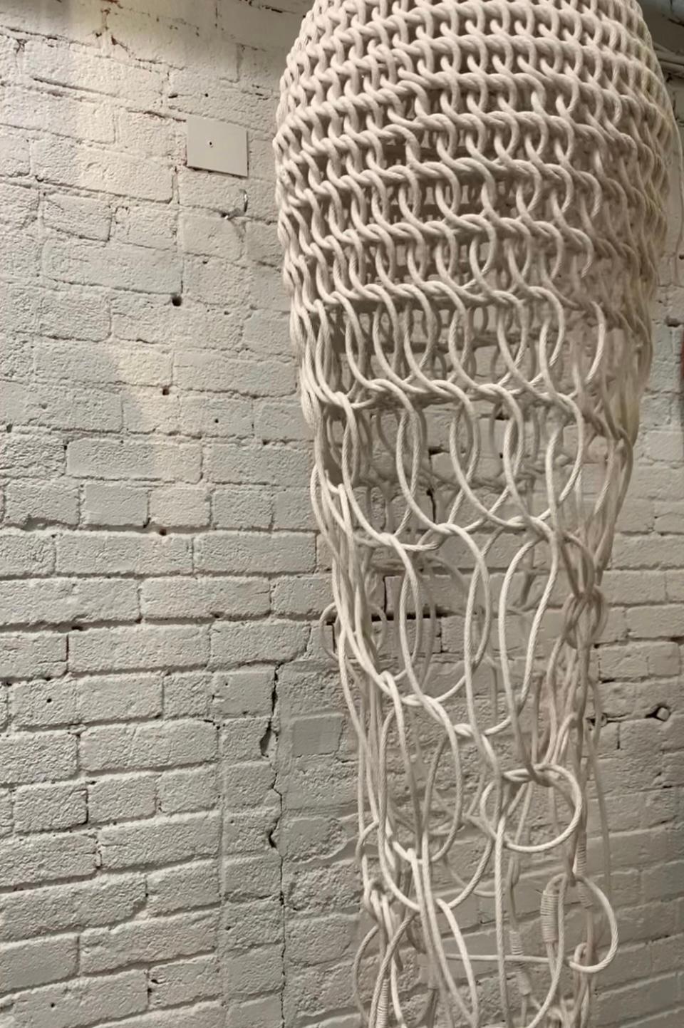 Medusa Sculptural Lamp Hand Crocheted by Annie Legault Amulette For Sale 2