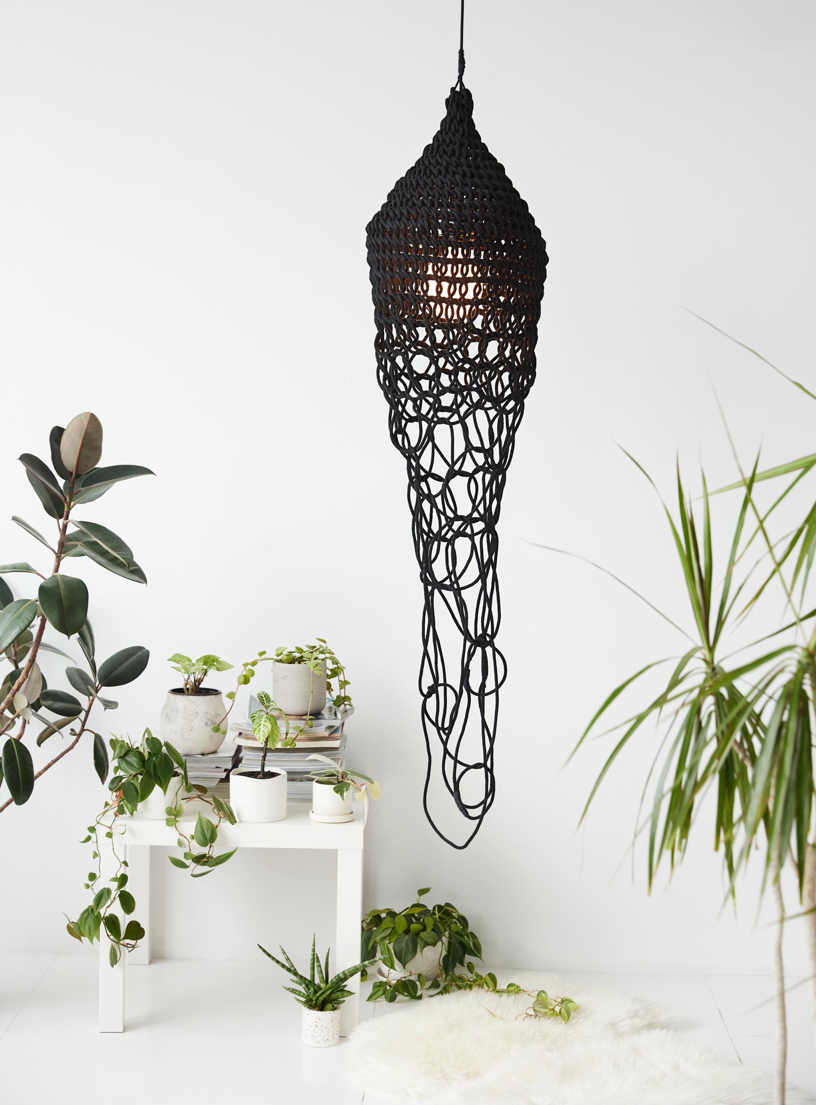 Medusa Sculptural Lamp Hand Crocheted by Annie Legault Amulette For Sale 5