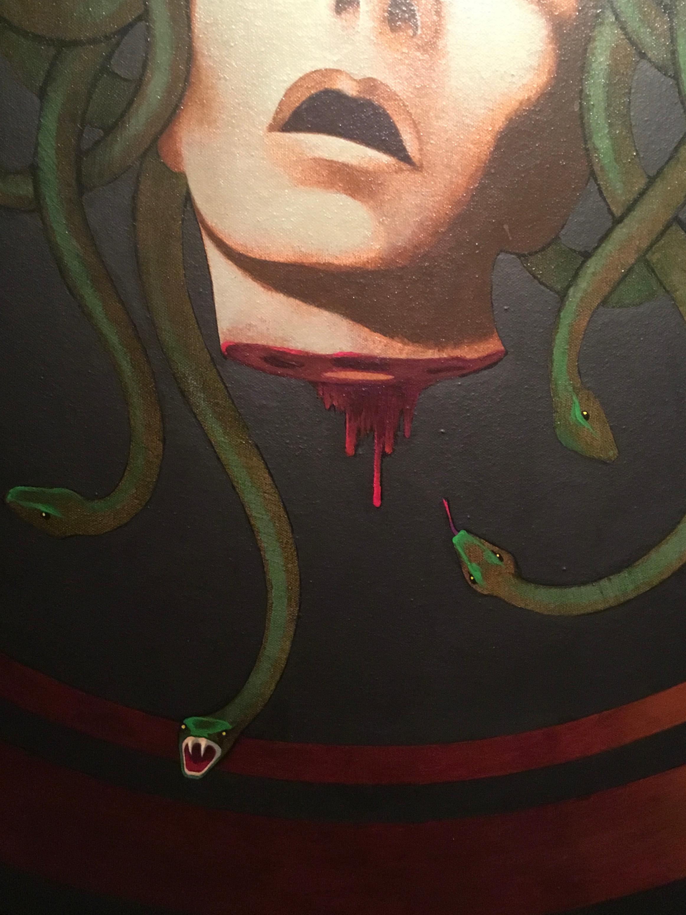 Acrylique Peinture d'origine du bouclier Medusa de Lynn Curlee en vente