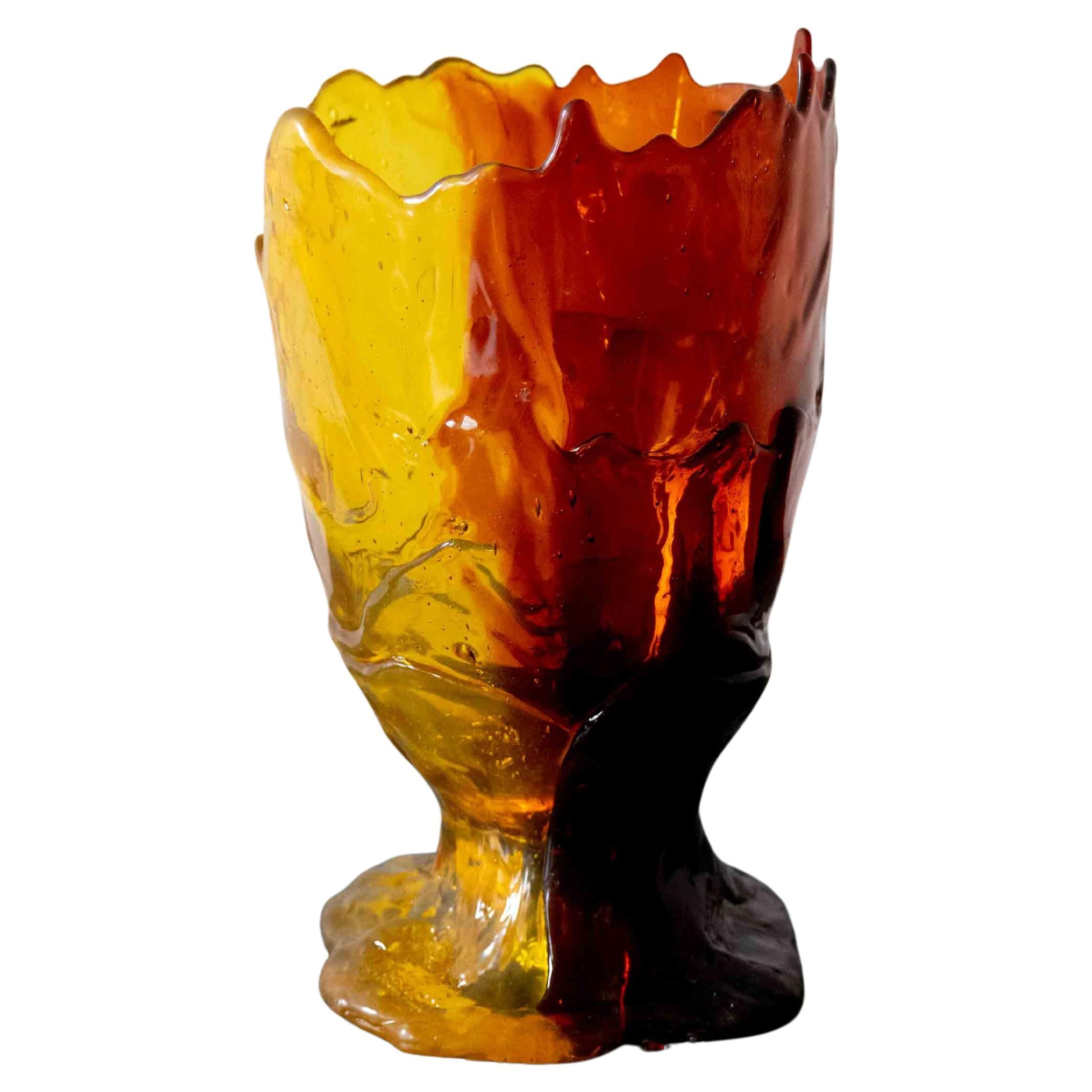 Vase Medusa de Gaetano Pesce en jaune clair et rubis foncé
