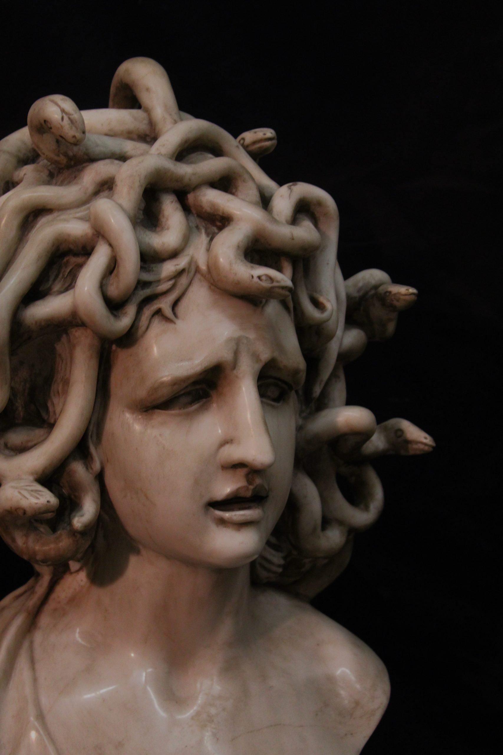 Marble Medusa with snakes For Sale