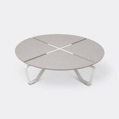 Meduse Round Cocktail Table - Belgium Fog Stone Top, Pearl Frame