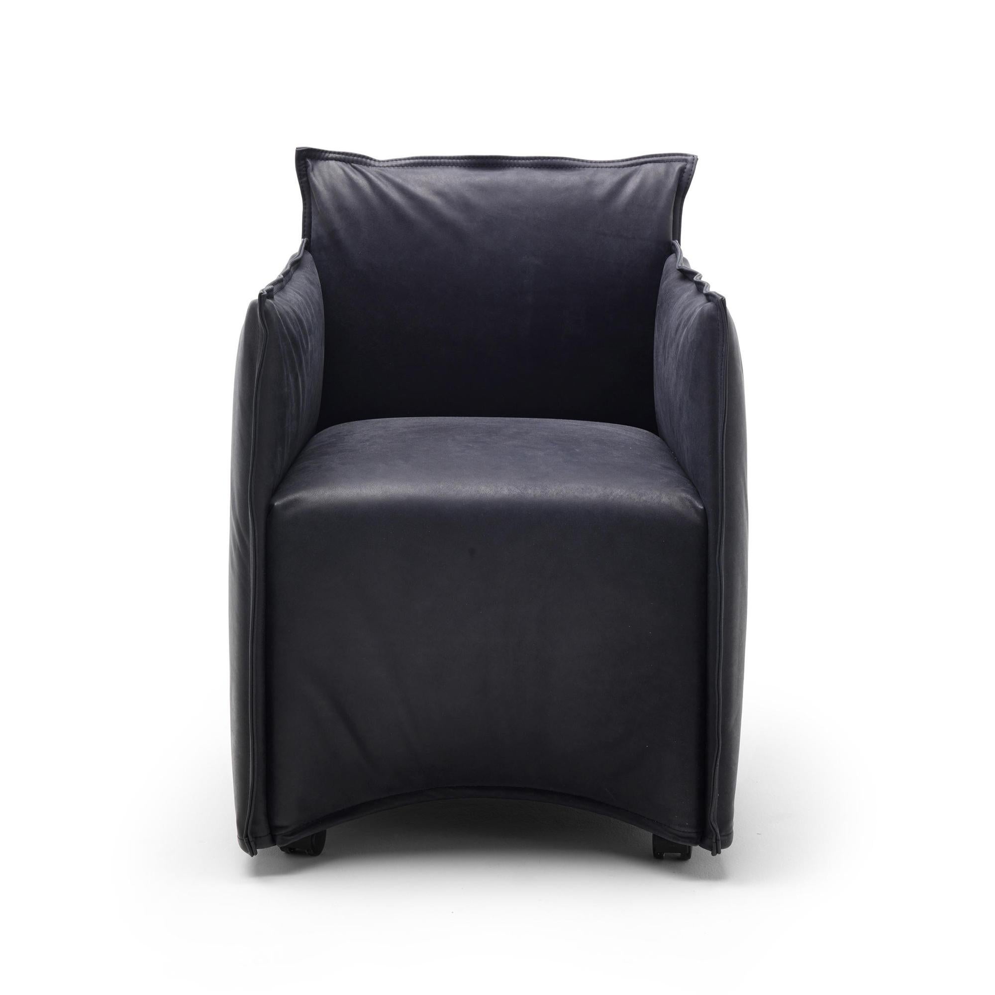 Italian 21st Century Modern Small Armchair Upholstered In Leather  For Sale