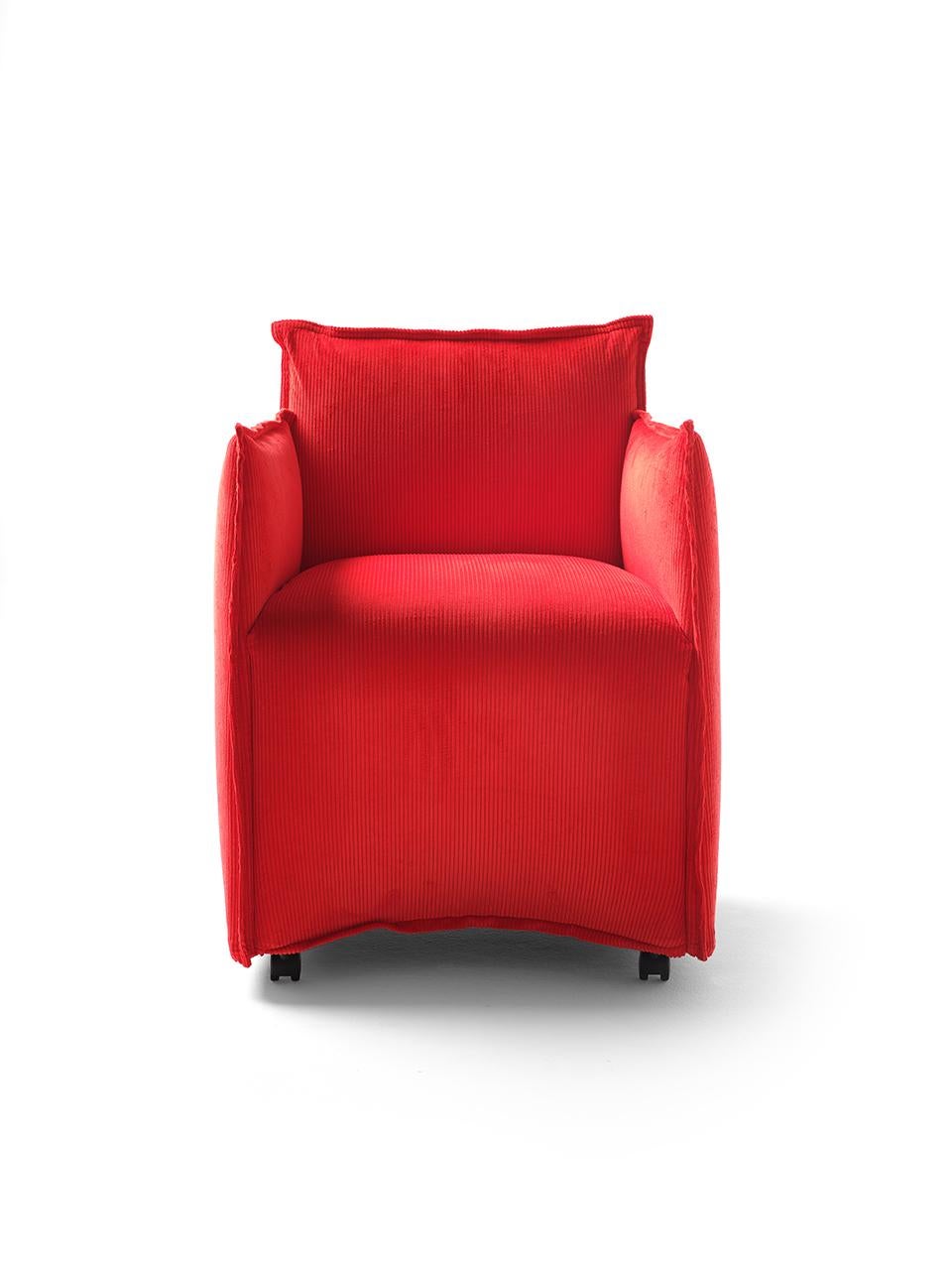 Other 21st Century Modern Small Textile Armchair In Cotton Corduroy  For Sale