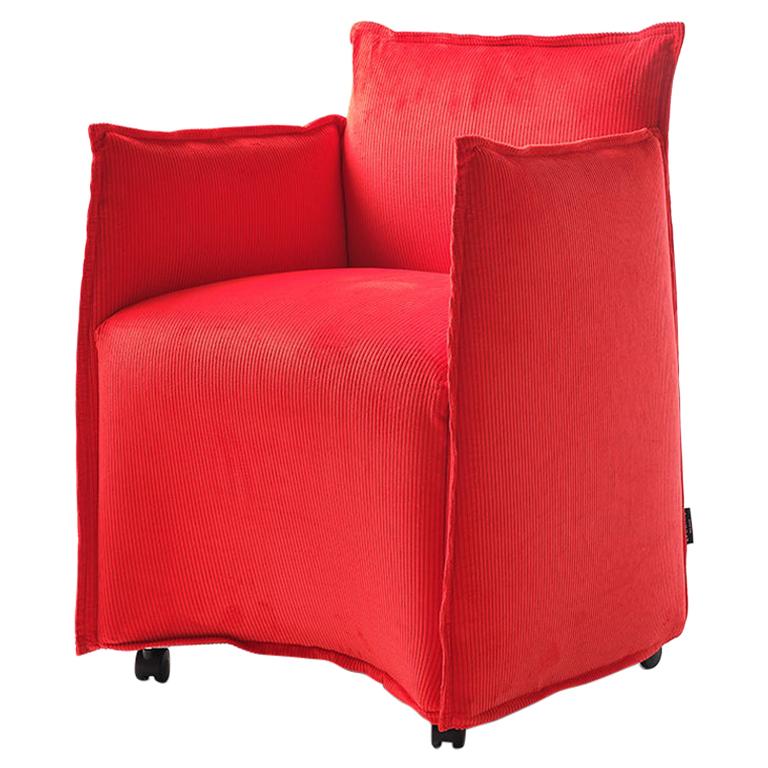 21st Century Modern Small Textile Armchair In Cotton Corduroy  For Sale