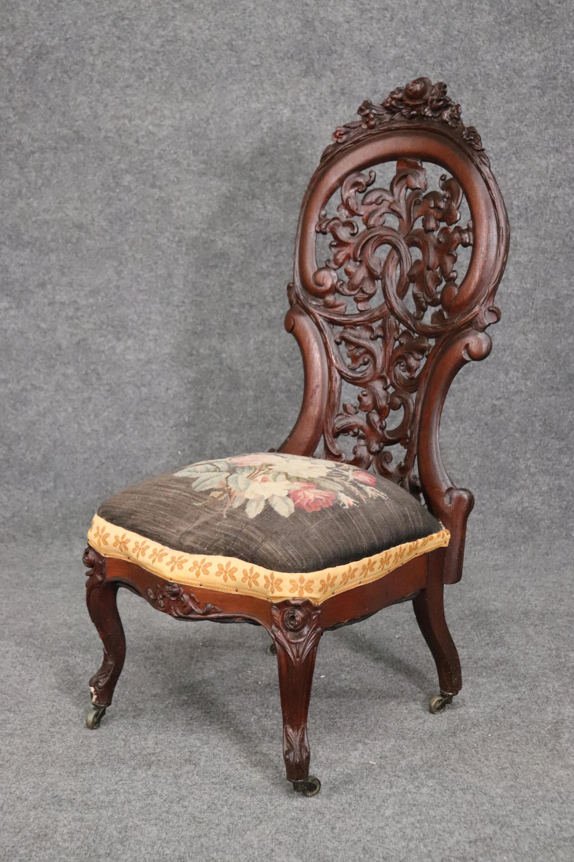 American Meeks or Belter Laminated Rosewood Side Chair Circa 1860s