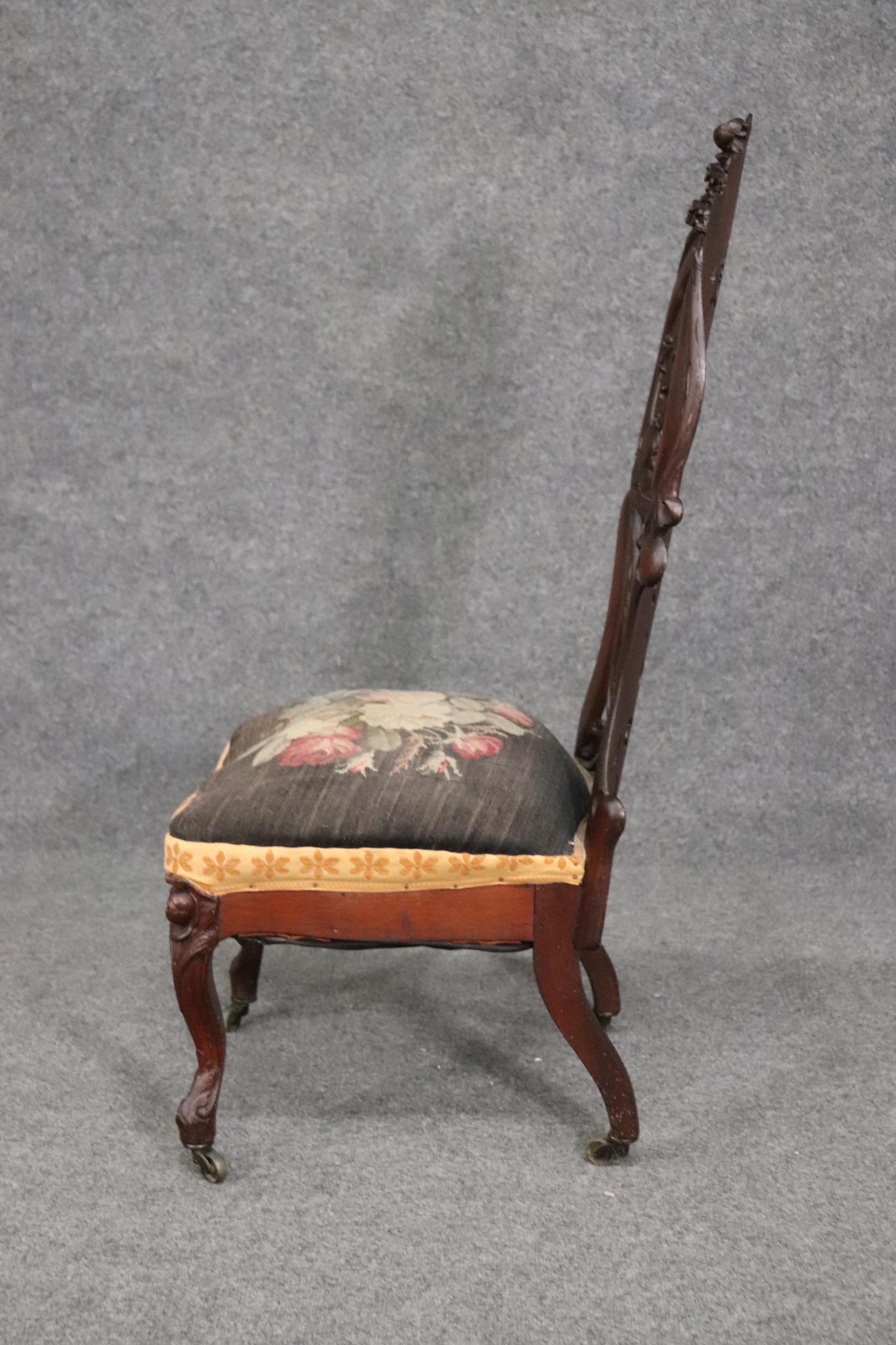 Meeks or Belter Laminated Rosewood Side Chair Circa 1860s In Good Condition In Swedesboro, NJ