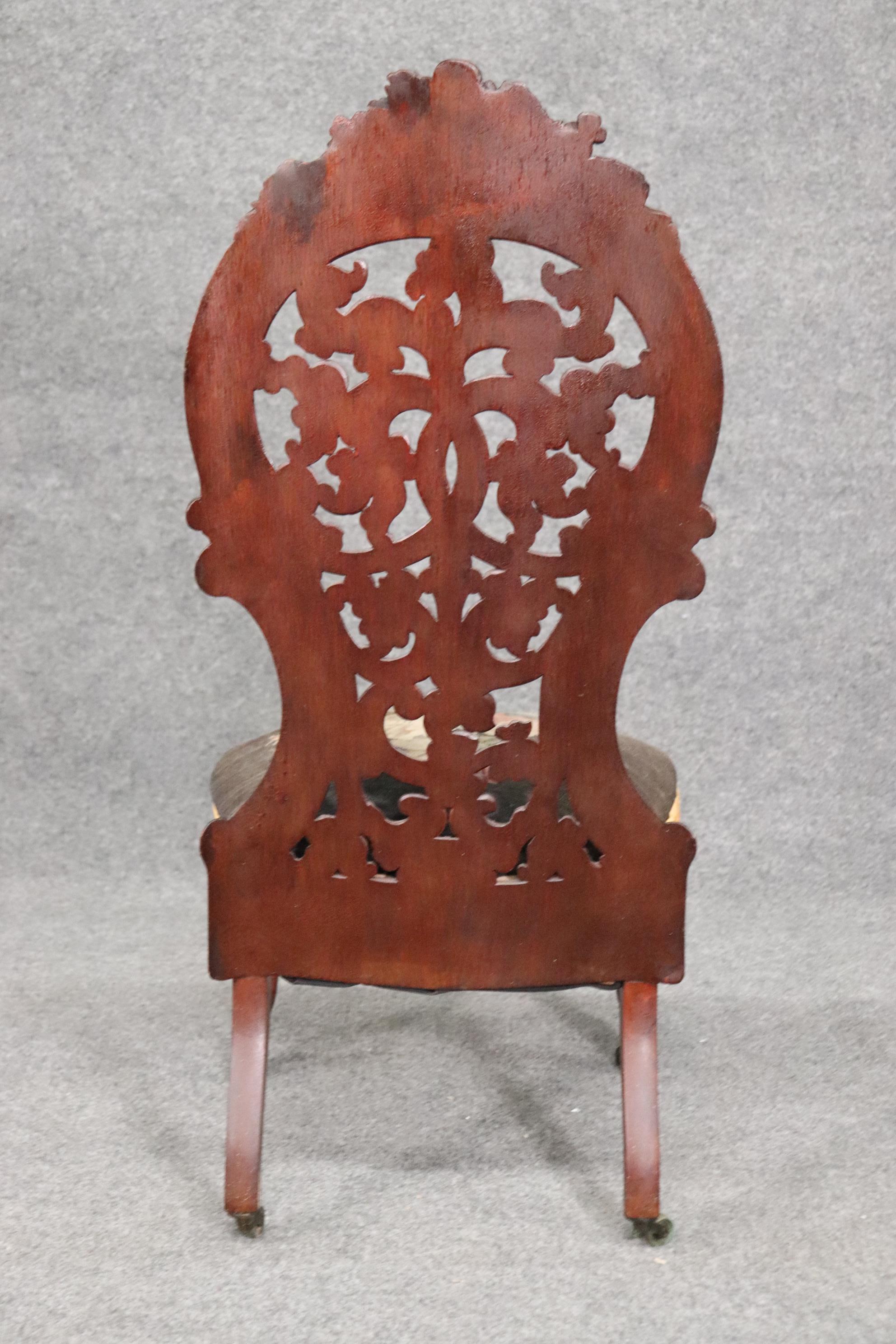 Mid-19th Century Meeks or Belter Laminated Rosewood Side Chair Circa 1860s