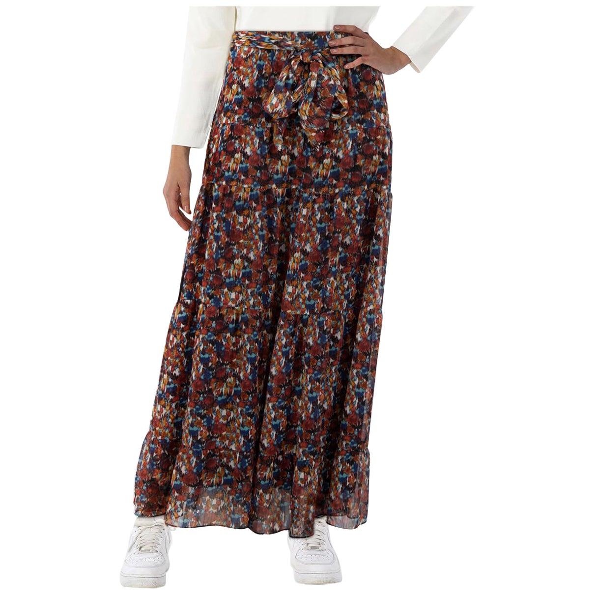 ME+EM Belted Printed Belted Maxi Skirt Size XL