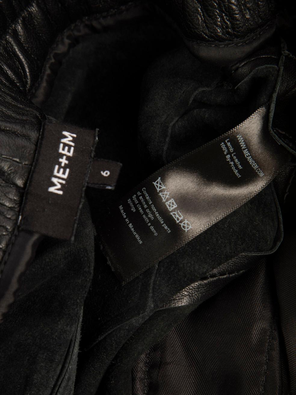 ME+EM Pantalon droit en cuir noir avec cordon de serrage Taille XS en vente 2