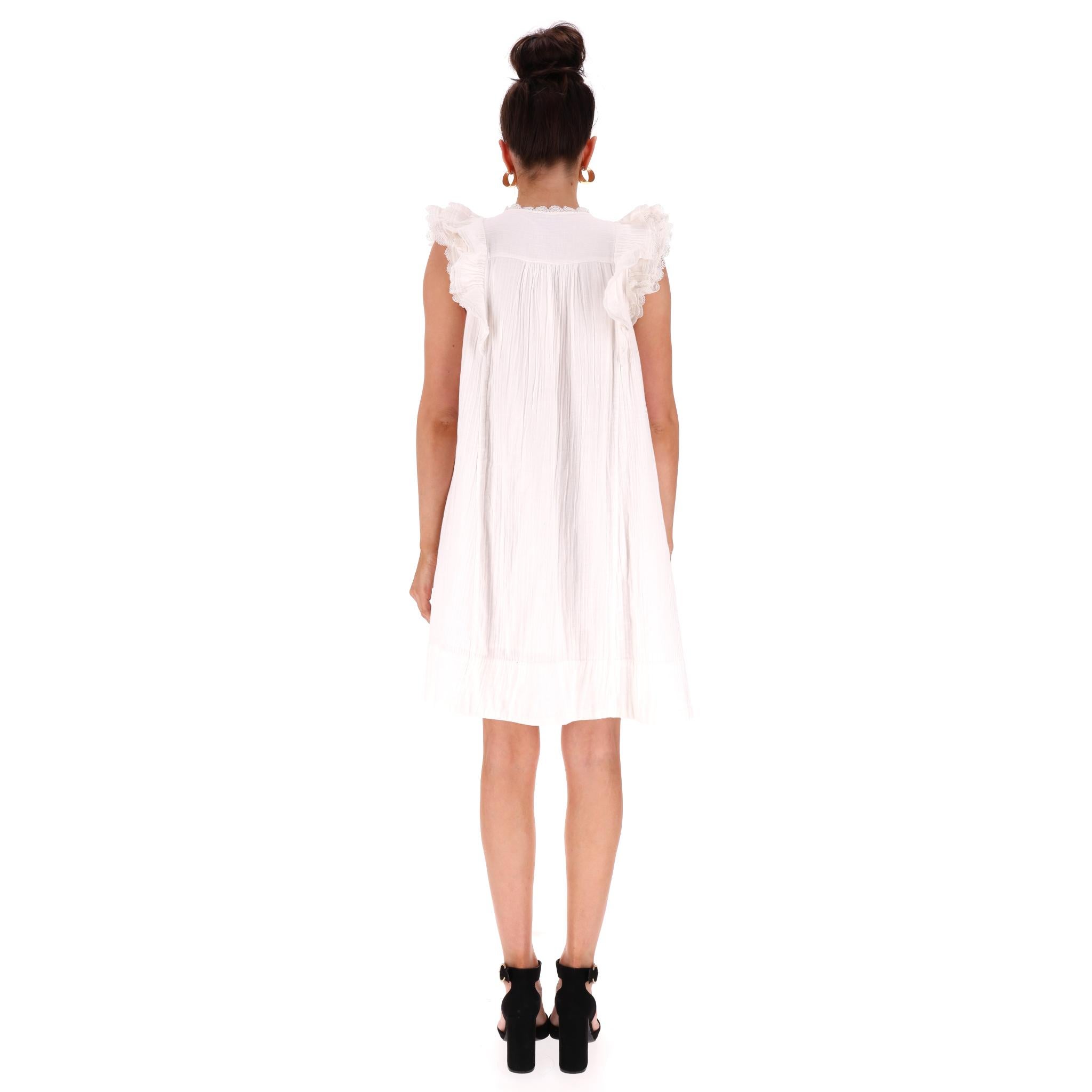 ME+EM Crochet Trimmed Cotton Mini Dress In New Condition For Sale In London, GB