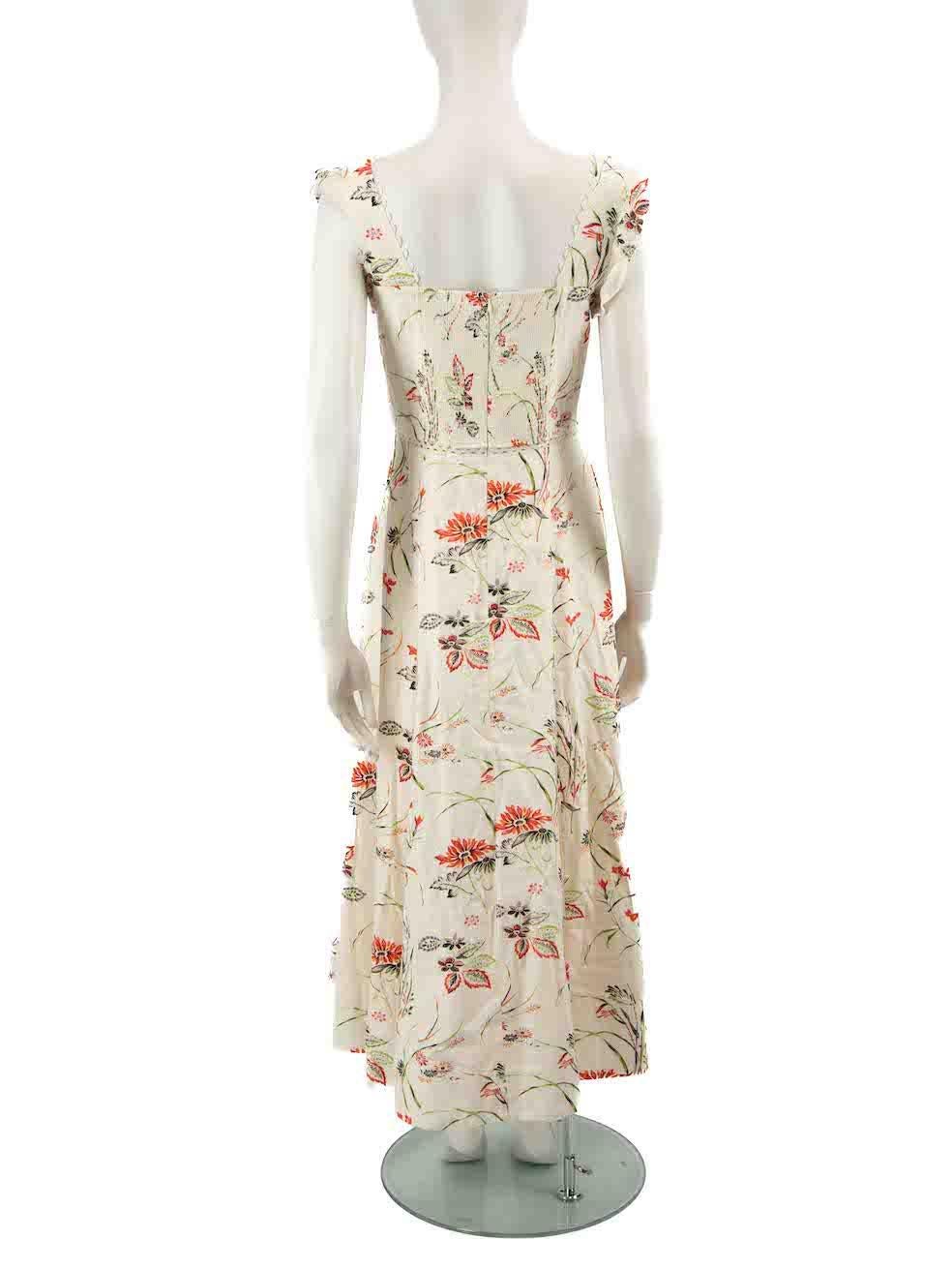 ME+EM Floral Pattern Scalloped Detail Dress Size M In Excellent Condition For Sale In London, GB