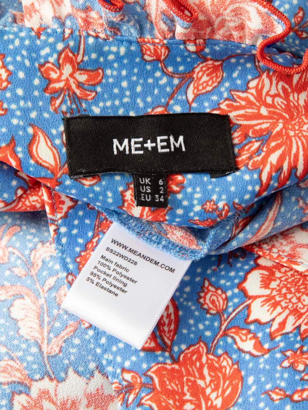 ME+EM Floral Cuello en V Vestido Midi con Cinturón Talla XS en Bueno Estado en London, GB