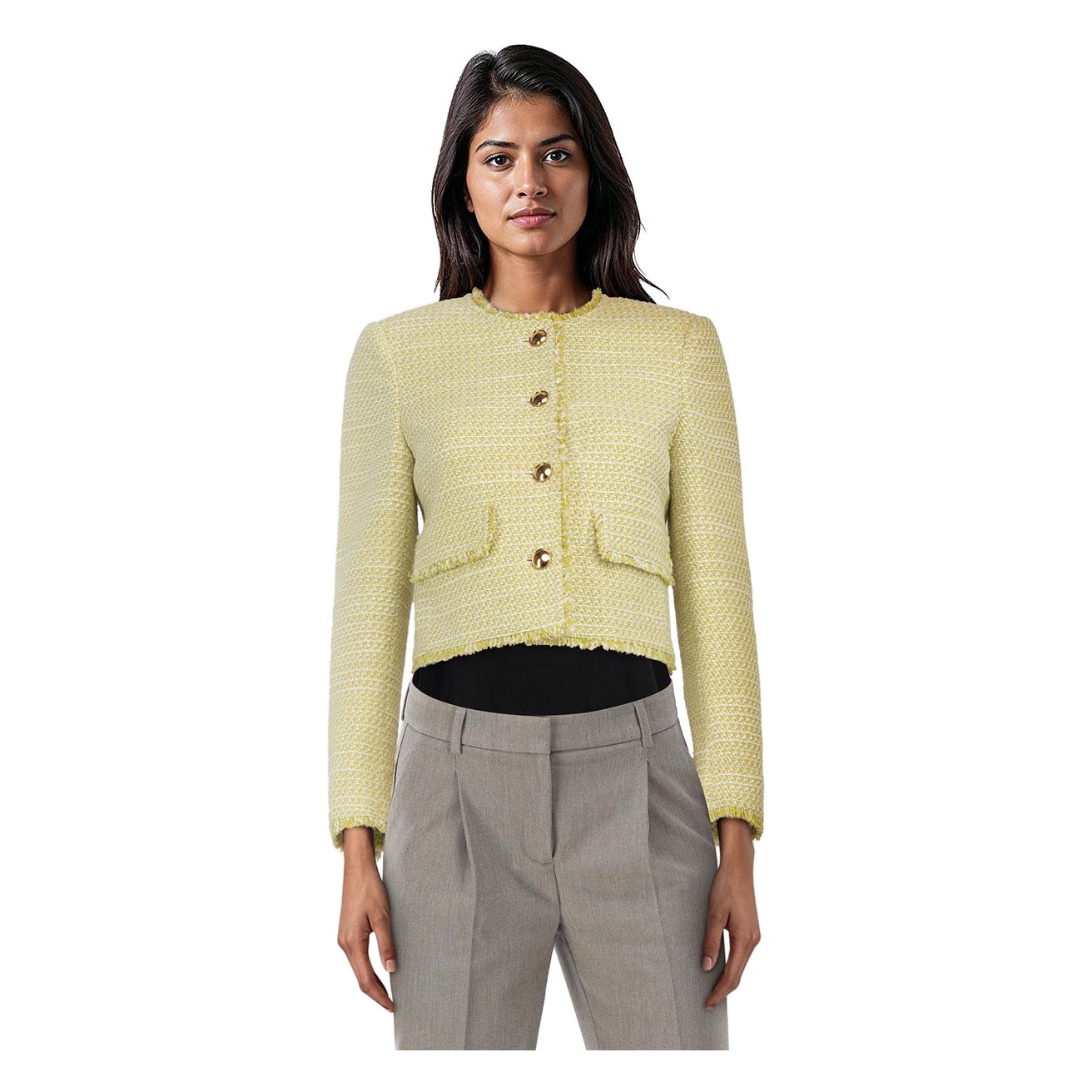 ME+EM Green Tweed Mid Length Jacket Size XS im Angebot