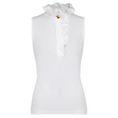 ME+EM White Cotton Ruffle Accent Tank Top Size S