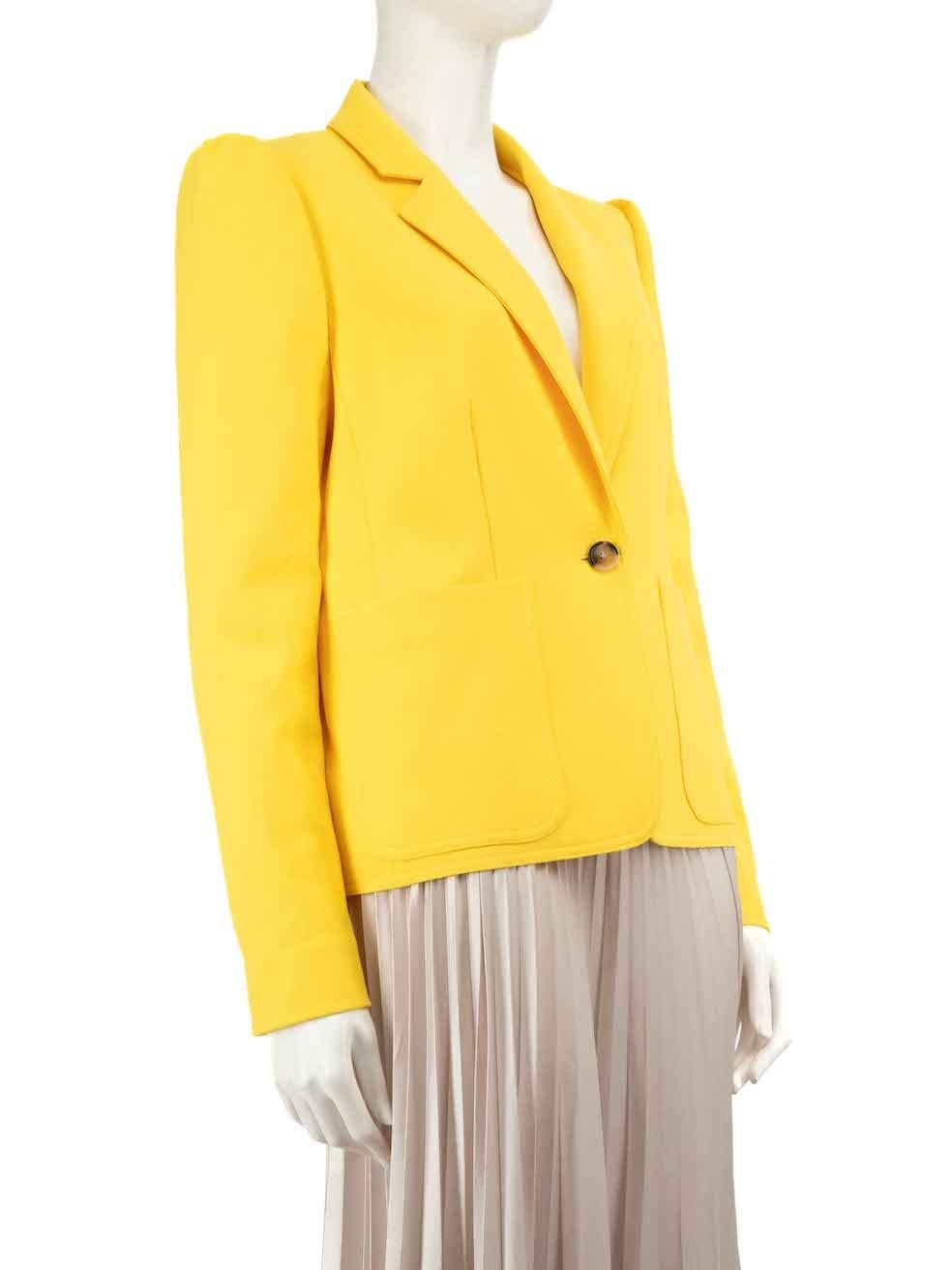 CONDITION is Never worn, with tags. No visible wear to the blazer is evident on this new ME+EM designer resale item.
 
 
 
 Details
 
 
 Yellow
 
 Polyester
 
 Blazer
 
 Mid length
 
 Single breasted
 
 Puff sleeves
 
 Shoulder padded
 
 2x Front