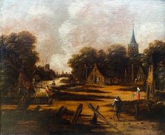 'Traveller in a Duch Village' by Jan Meerhoud (1633 – 1677) Dutch - Golden Age
