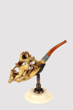 Meerschaum and amber pipe depicting a mythological figure. UK circa 1890