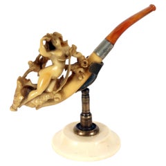 Meerschaum and amber pipe depicting a mythological figure. UK circa 1890