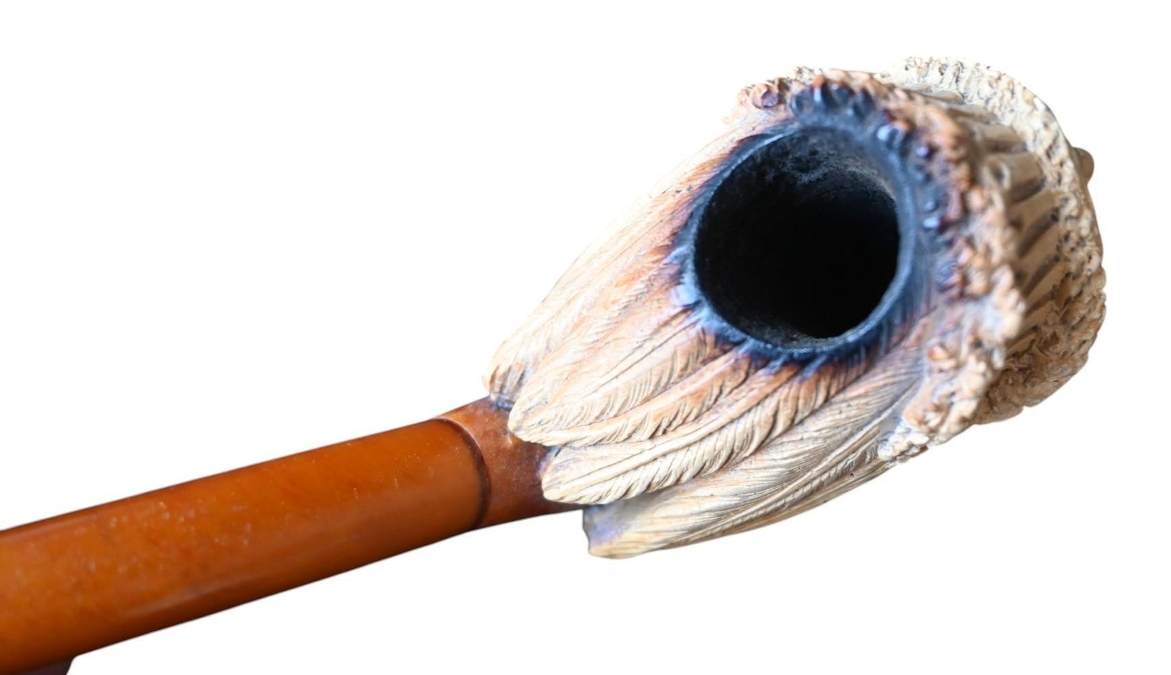 Meerschaumpfeife mit Darstellung eines Indianerkopfes, 19. Jahrhundert im Zustand „Gut“ im Angebot in Bilzen, BE