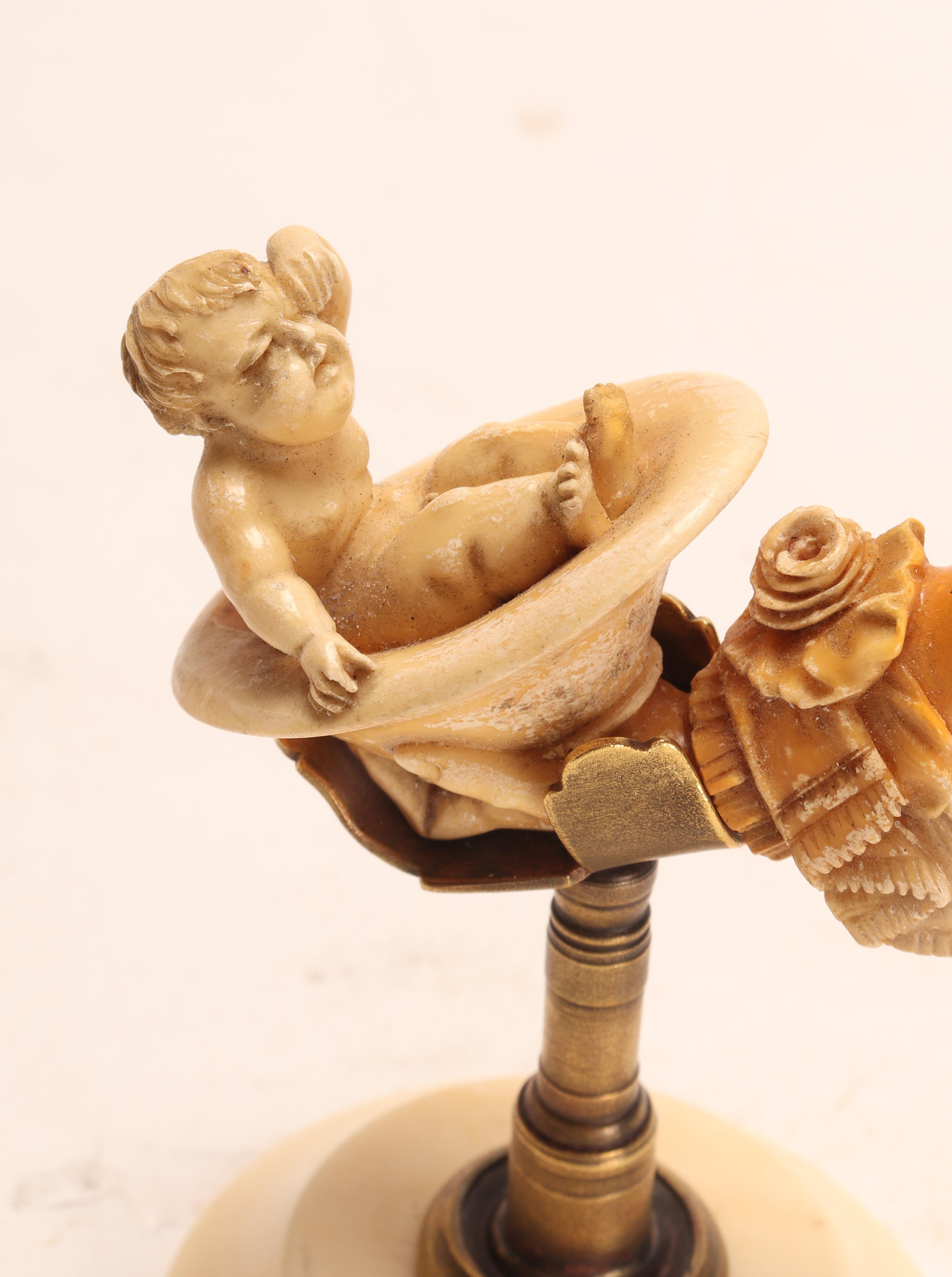 Stone Meershaum Pipe with a Child, Vienna, 1880 For Sale