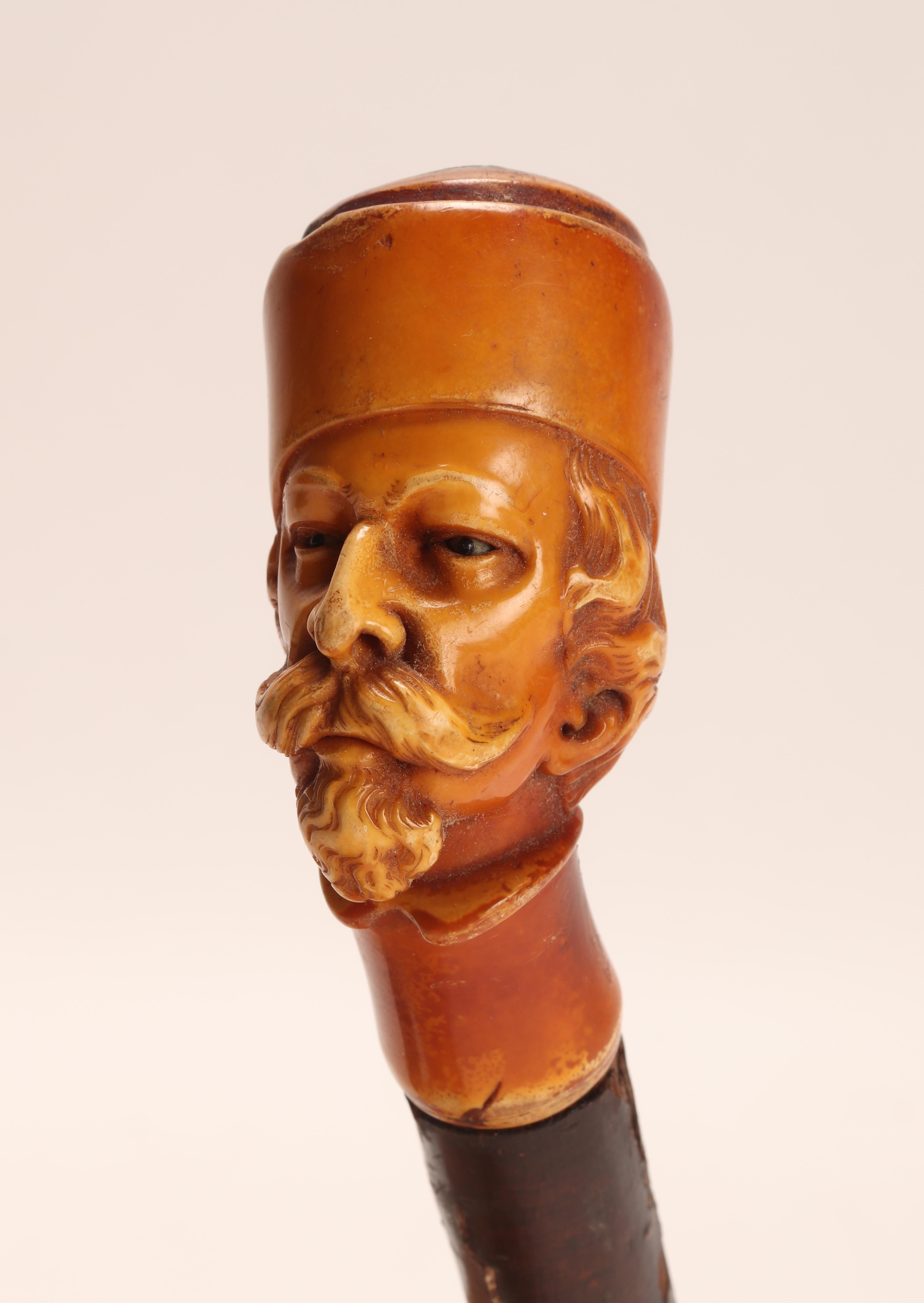 Stone Meershaum Pipe with Garibaldi’s Head, Vienna 1890 For Sale