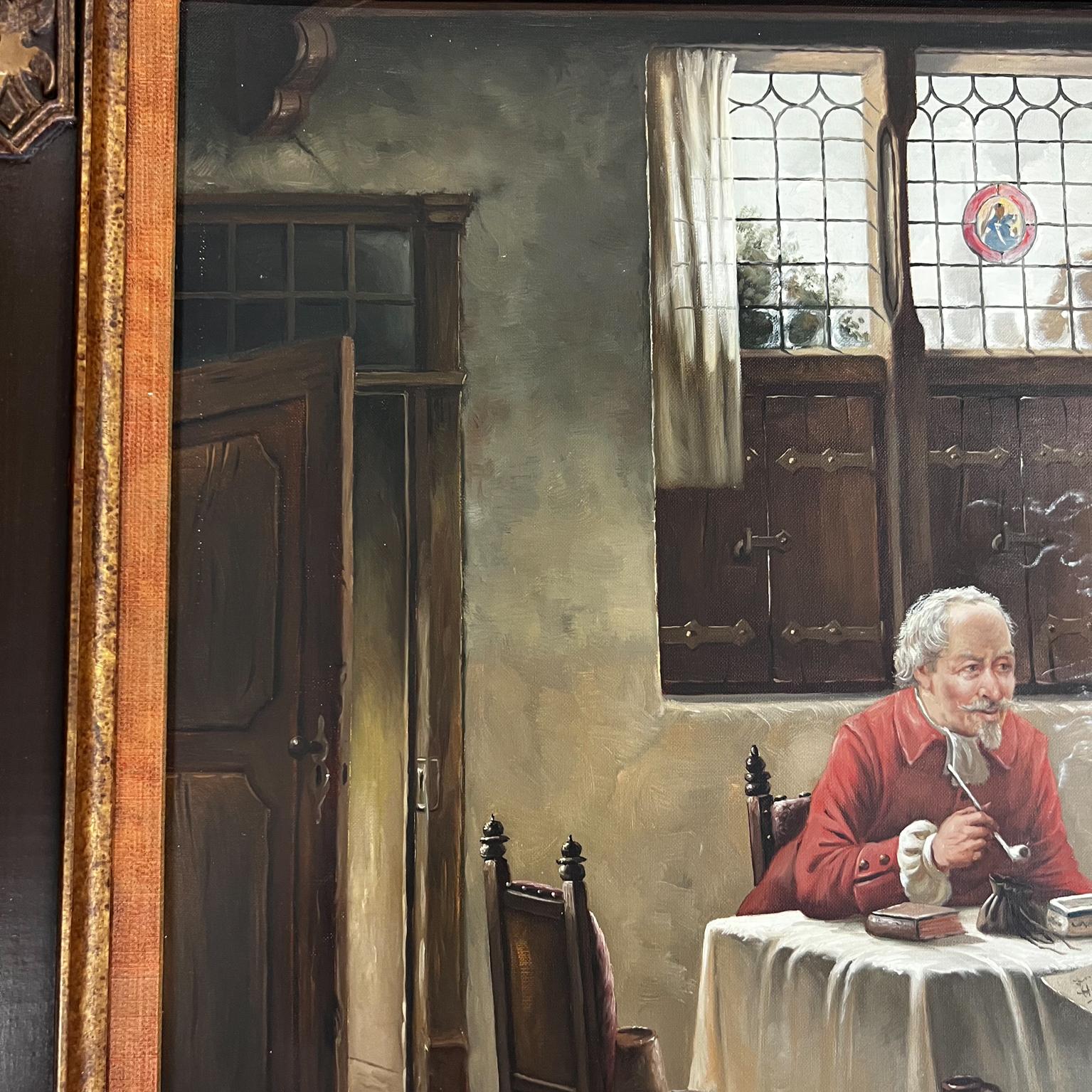 20th Century Meeting by W. Purschke Original Oil Painting Munchen Germany