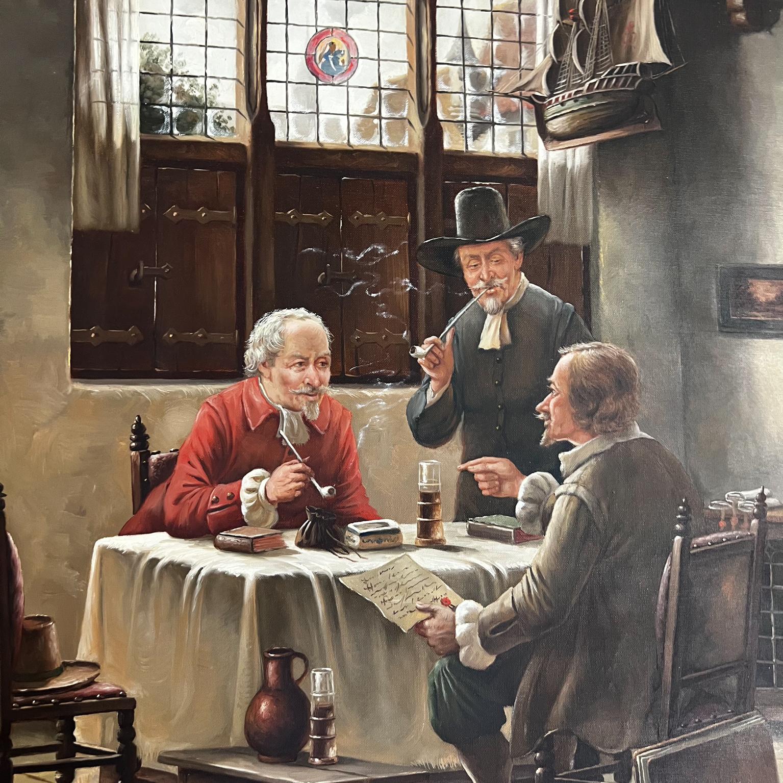 Meeting by W. Purschke Original Oil Painting Munchen Germany 1
