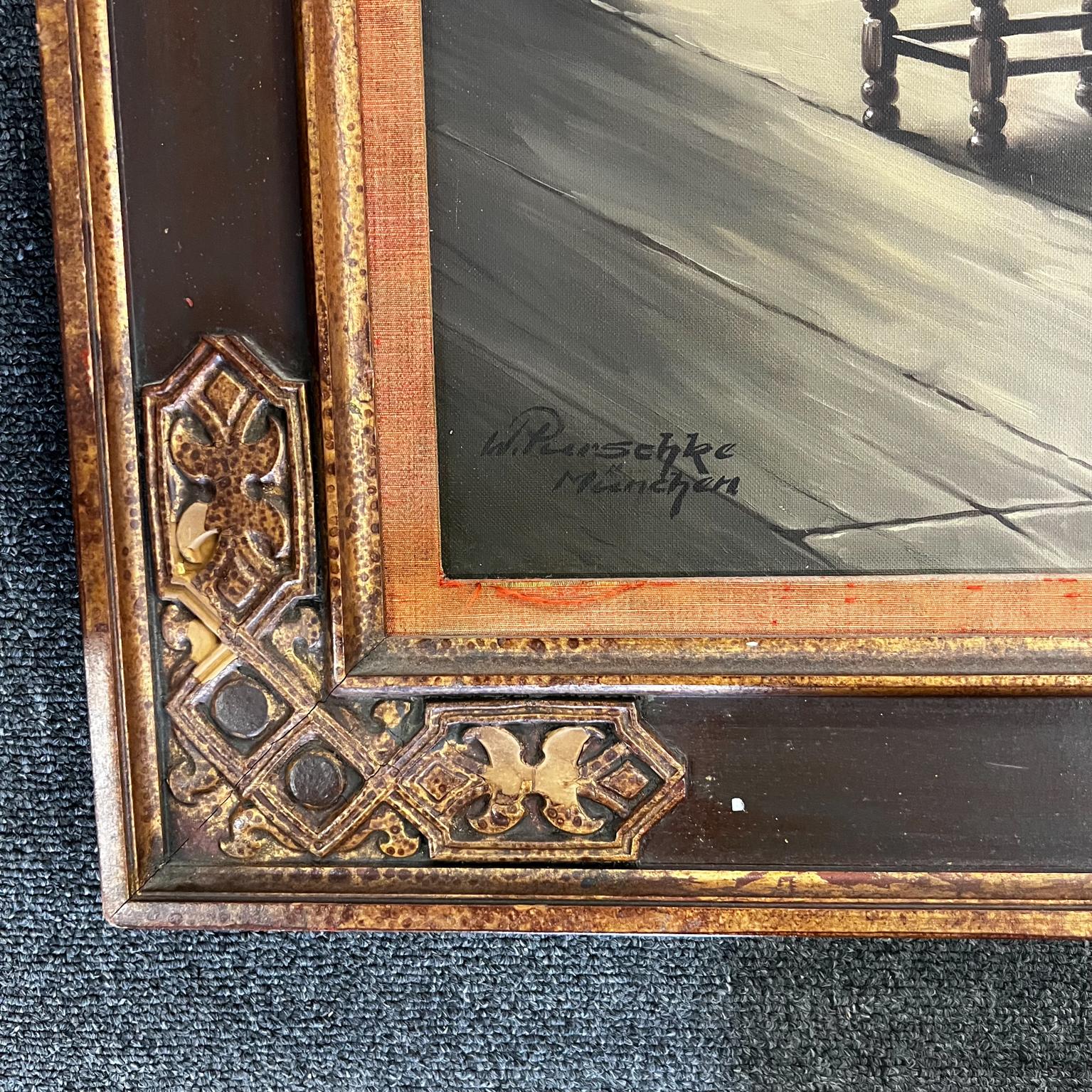 Meeting by W. Purschke Original Oil Painting Munchen Germany 5