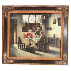 Meeting by W. Purschke - Peinture à l'huile originale de Munchen - Allemagne