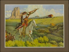 "Meeting of the Chiefs" Atchison, Topeka, and Santa Fe Railroad Poster, 1949