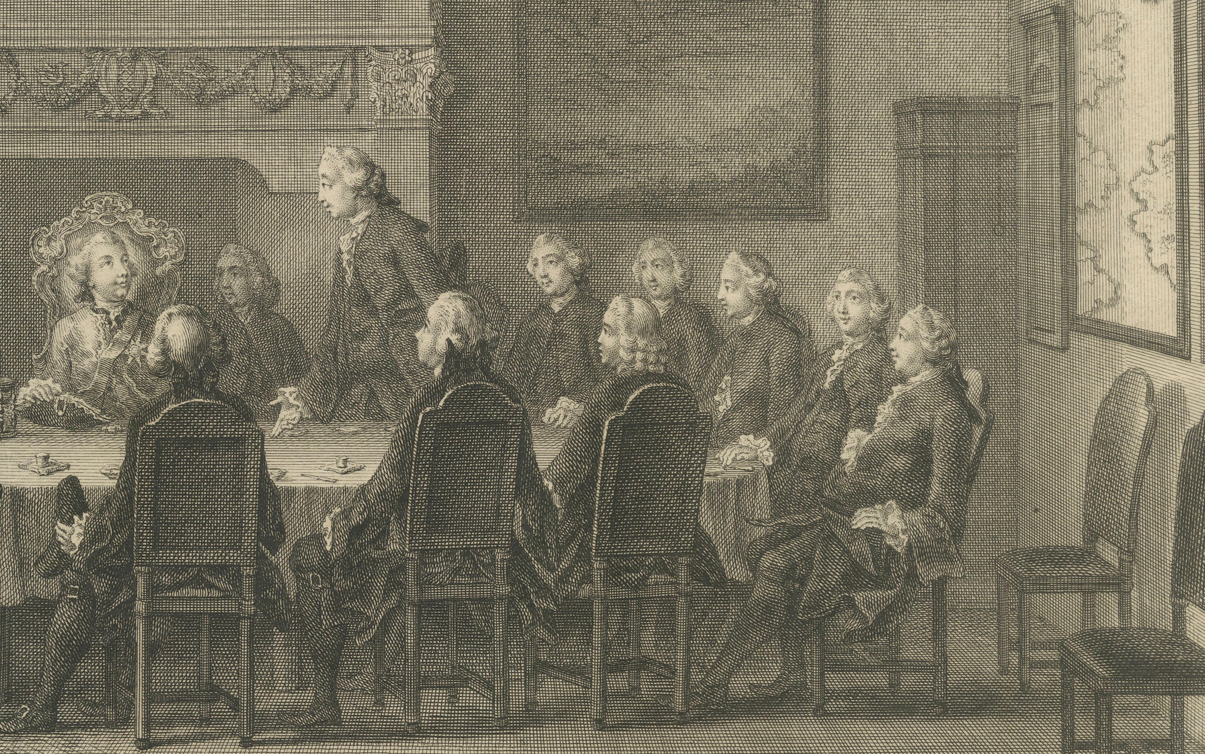 Treffen der VOC-Direktoren mit Prinz Wilhelm V., Amsterdam 1768 (Papier) im Angebot