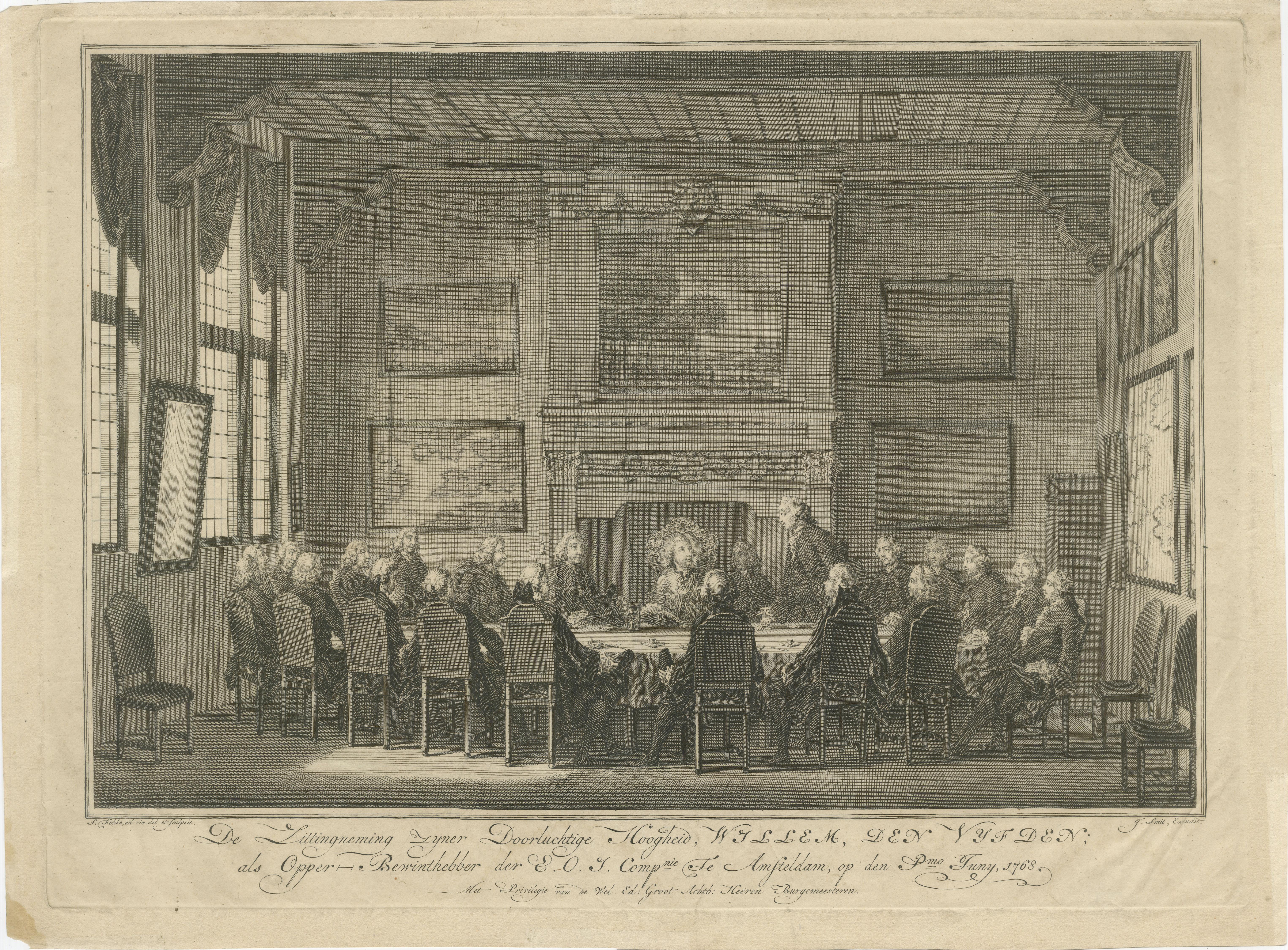 Treffen der VOC-Direktoren mit Prinz Wilhelm V., Amsterdam 1768 im Angebot 1