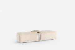 Meg Bench Carpanese Home Italia Bench with Metal Belt and Marble Coffee Table