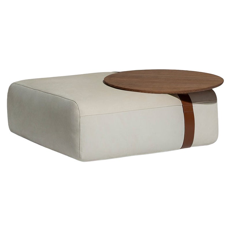 Meg C Light Carpanese Home Italia Ottoman Pouf with Wooden Coffee Table